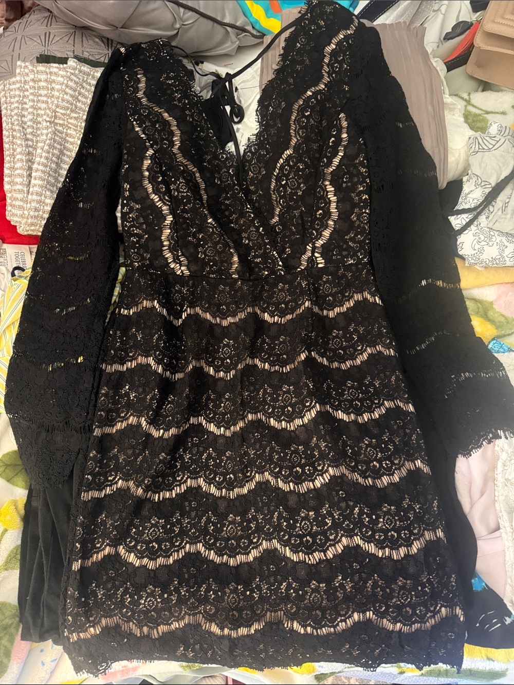 Francesca's Collections Black Lace Mini Dress